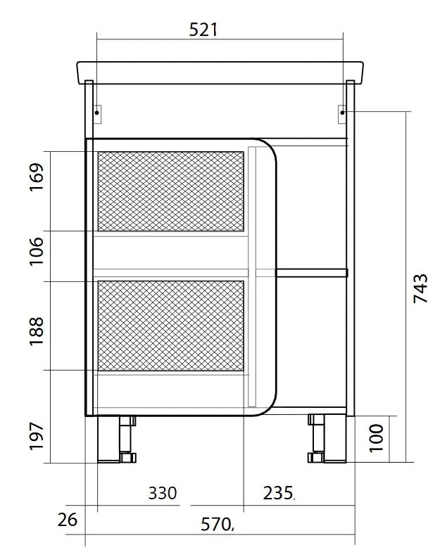 Тумба под раковину НУВО/Nuvo 60Н 1д. дуб сонома