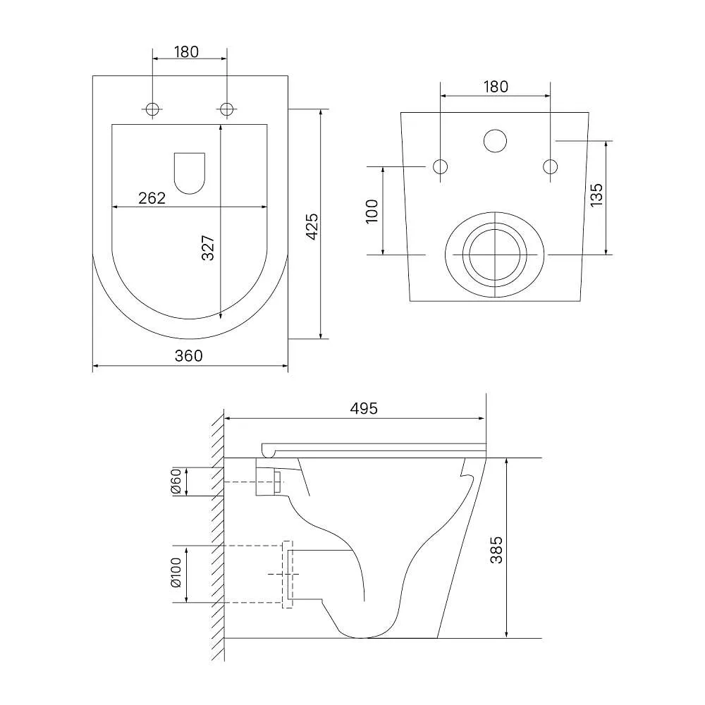 Унитаз подвесной IDDIS Axes безободковый смыв торнадо AXERDSEi25