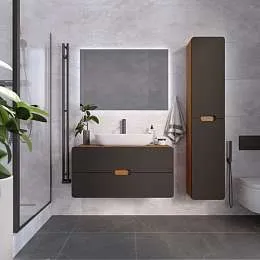 Тумба со столешницей ЭТЕРИ/Vortex 100П (1000х500х500) 2я орех ноче тортона/монолит найт