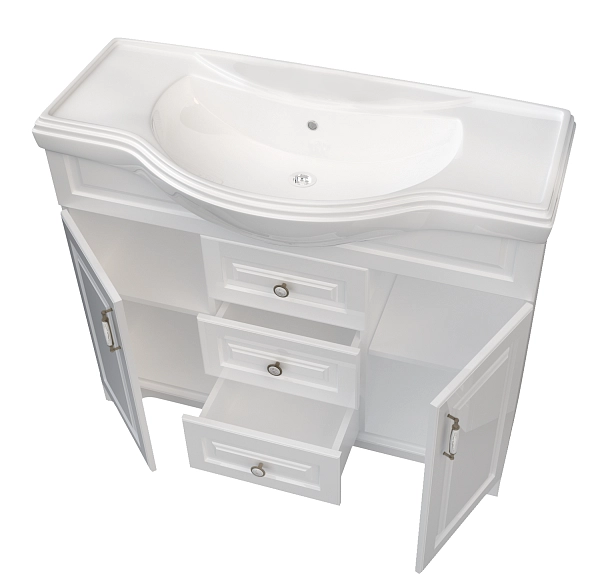 Тумба под раковину Прованс New 105Н 2в.я. 2д. Белый глянец