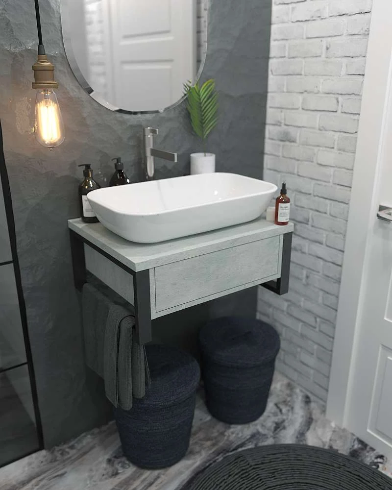 Тумба со столешницей ГРАНЖ ЛОФТ/GRUNGE LOFT 60П 1в.я бетон светлый