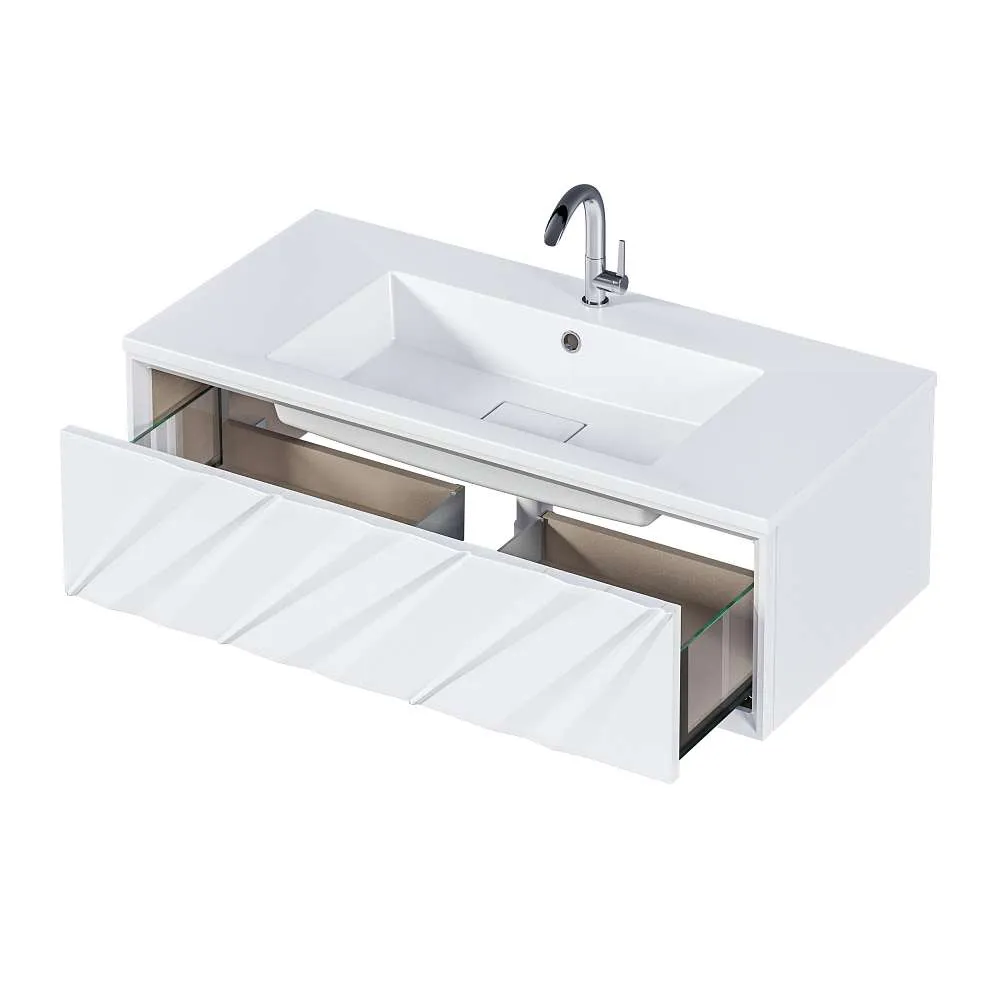 Тумба под раковину ГЛЕЙС/Glace 100П (994х300х476) 1я белый (верх)