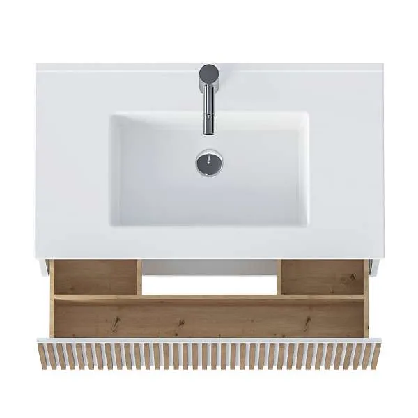 Тумба под раковину Row 80П (800х400х450) 1я белый/дуб