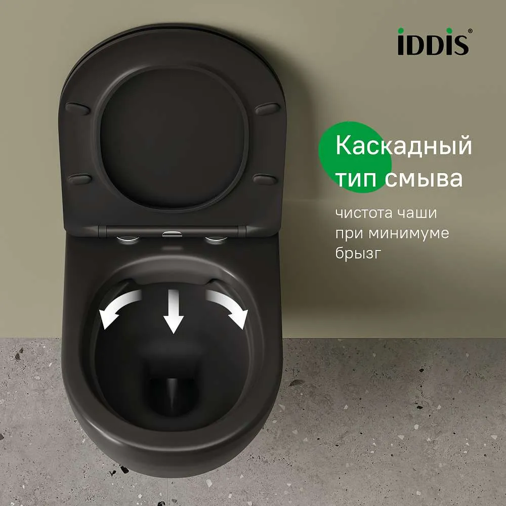 Унитаз подвесной IDDIS безободковый Blanco черный матовый BLAR3BMi25