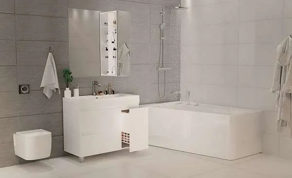 Тумба под раковину Cube 100Н 2д 2я б/к Белый глянец