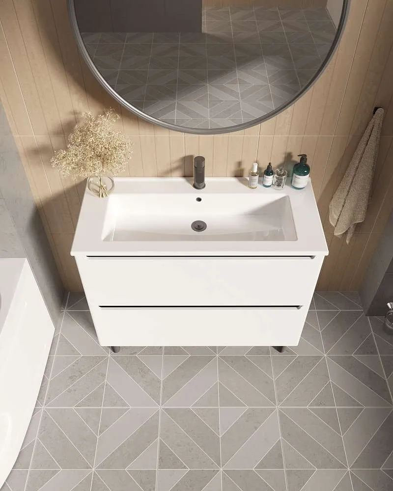 Тумба под раковину КОДА/Coda 75Н (750х887х471) 2я перламутр белый