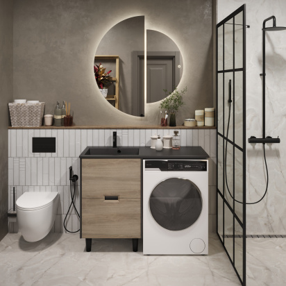 Тумба Maid 58Н(120) (580х890х475) 2я антрацит/орех лучистый европейский