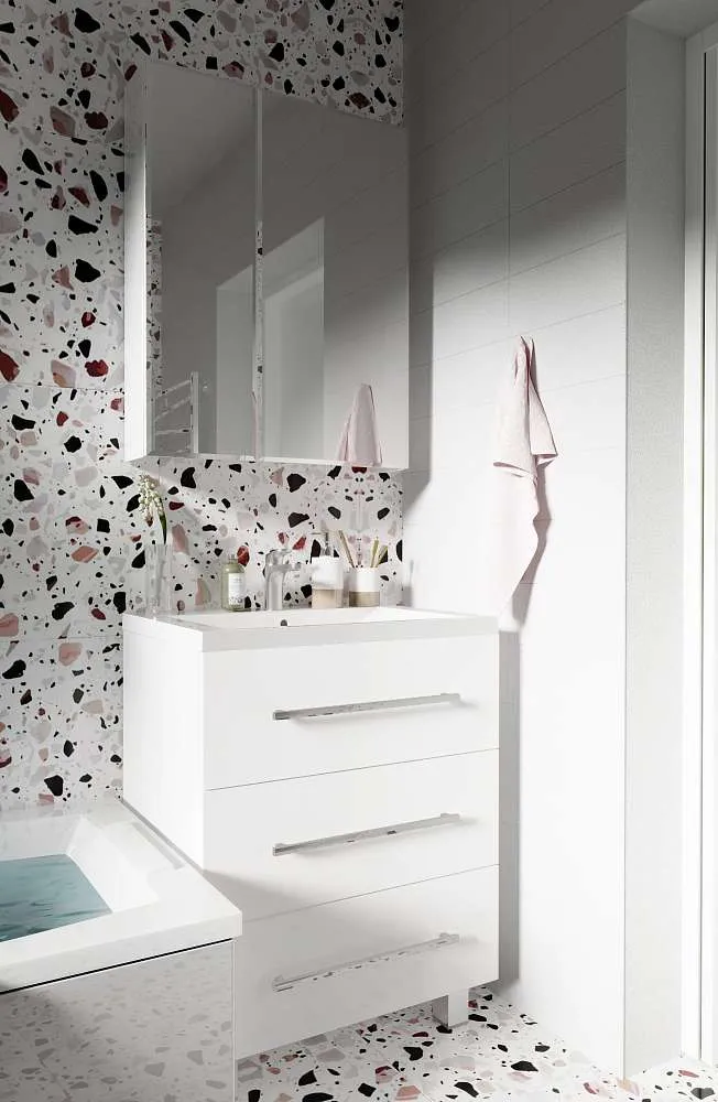 Тумба под раковину Соната 58Н 3в.я. белый глянец