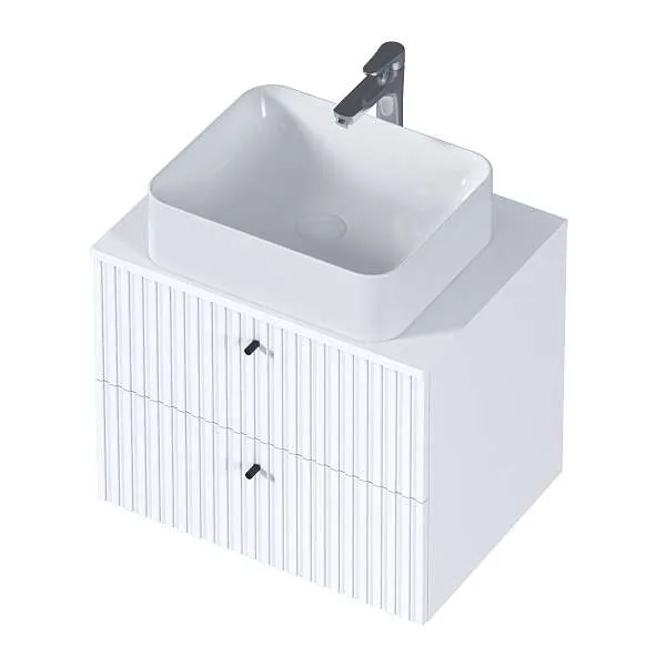 Тумба со столешницей Desire 600х487х500П 2я монолит айсберг/эмаль белая