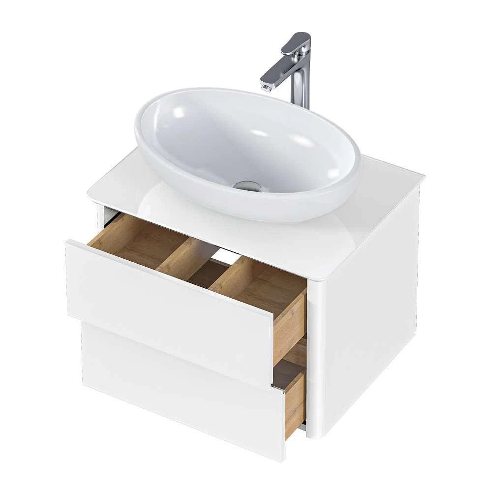 Тумба со столешницей МОНРО/Monro 60П (600х420х450) 2я белый стекло