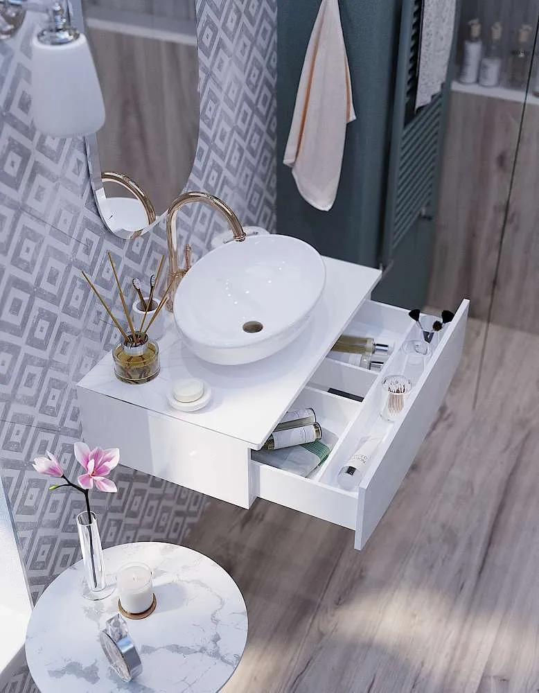 Тумба со столешницей НЕГА/Nega 80П 1в.я. белый