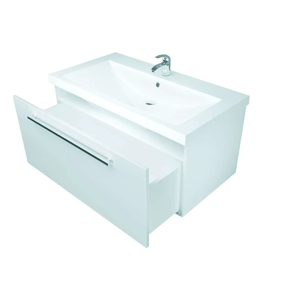 Тумба под раковину Соната 90П 1в.я. белый глянец