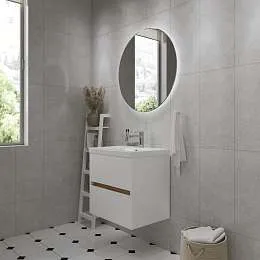 Тумба под раковину ВЕЛЛИ/Veil 60П (590х560х450) 2я белая аляска/дуб вотан