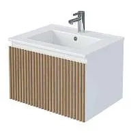 Тумба под раковину Row 60П (600х400х453) 1я белый/дуб