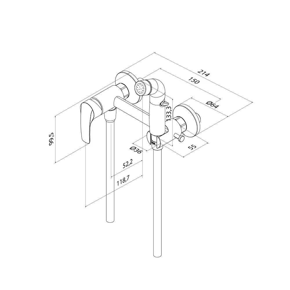 Смеситель с гигиенической лейкой IDDIS Ray черный матовый RAYBL00i08