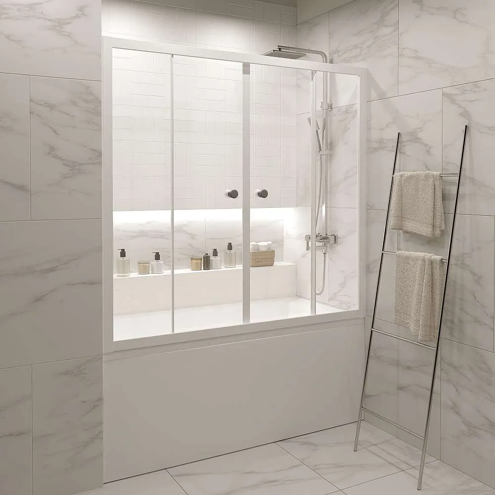 Шторка для ванны 150х140 МW (белый)