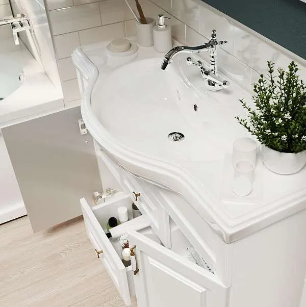 Тумба под раковину Прованс New 80Н 2в.я. 2д. Белый глянец