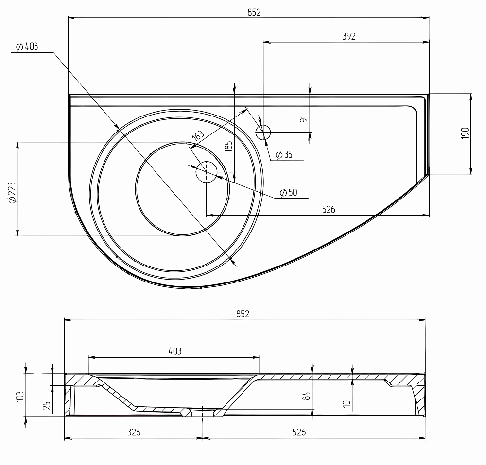 Раковина "Элипс Piccolo Polytitan" 85 L