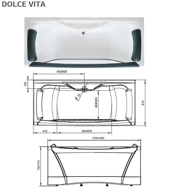 Ванна ДОЛЬЧЕ ВИТА/DOLCE VITA 1800х800
