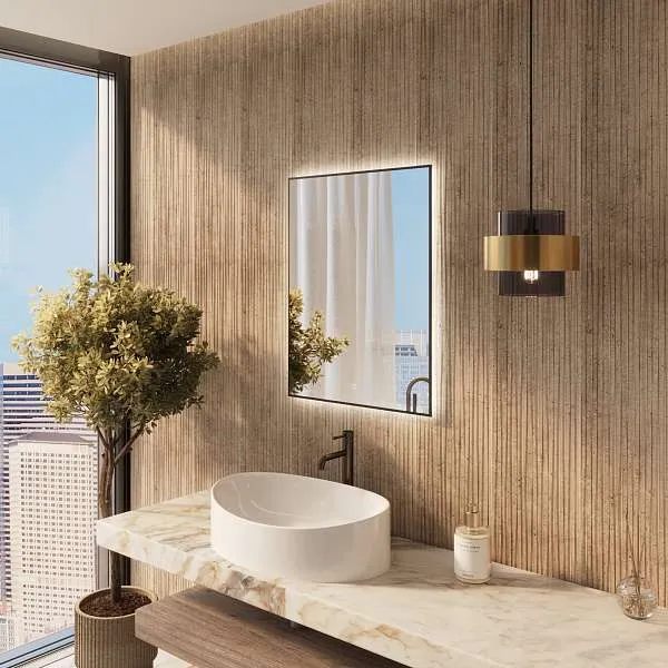 Зеркало PINO (700х900х29) прямоугольник черный УФ01 подсветка/сенсор