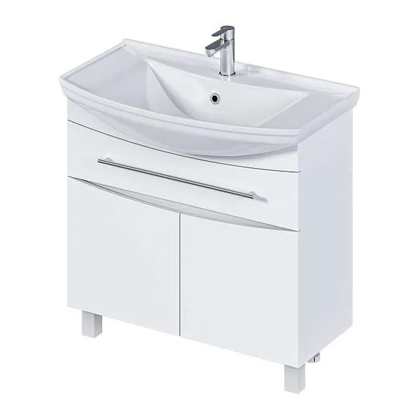 Тумба под раковину Lina New 85Н 1в.я 2д Белый глянец