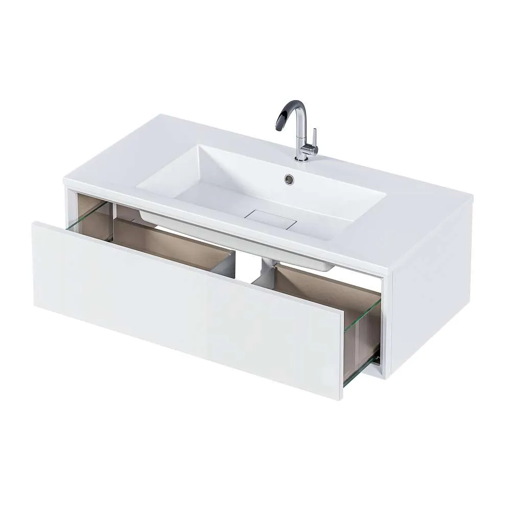 Тумба под раковину МИЛАККО/Milacco 100П (994х300х476) 1я белый (верх)