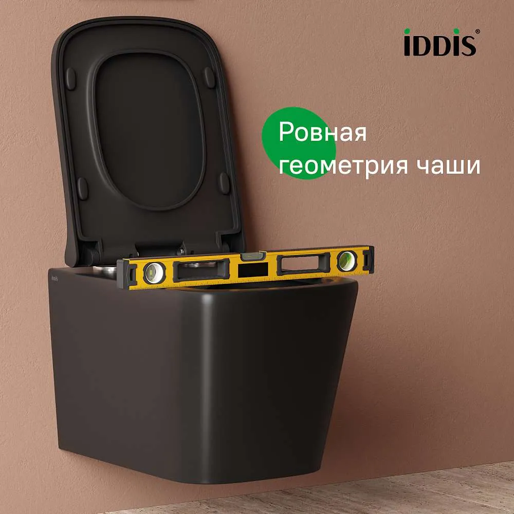 Унитаз подвесной IDDIS Bild безободковый черный матовый BILR2BMi25