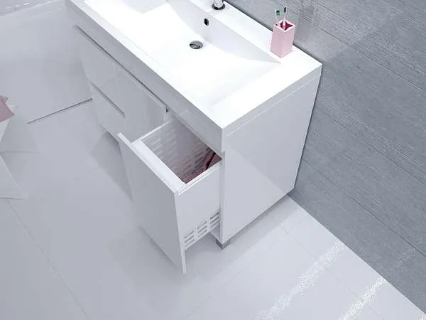 Тумба под раковину Cube 100Н 2д 2я б/к Белый глянец