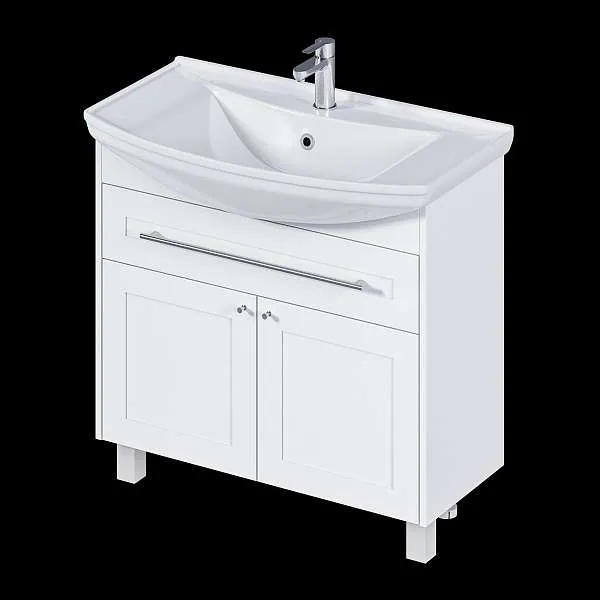 Тумба под раковину Lina Classic New 85Н 1в.я 2д Белый глянец