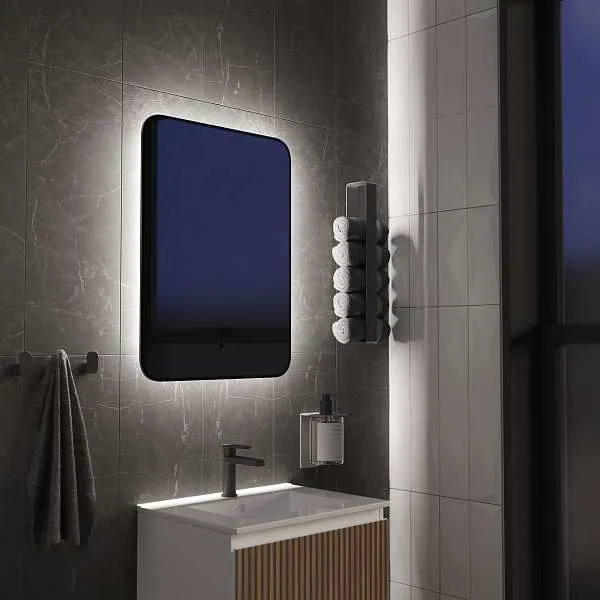 Зеркало Shape Soft (600х800х30) прямоугольник черный К01 LED датчик