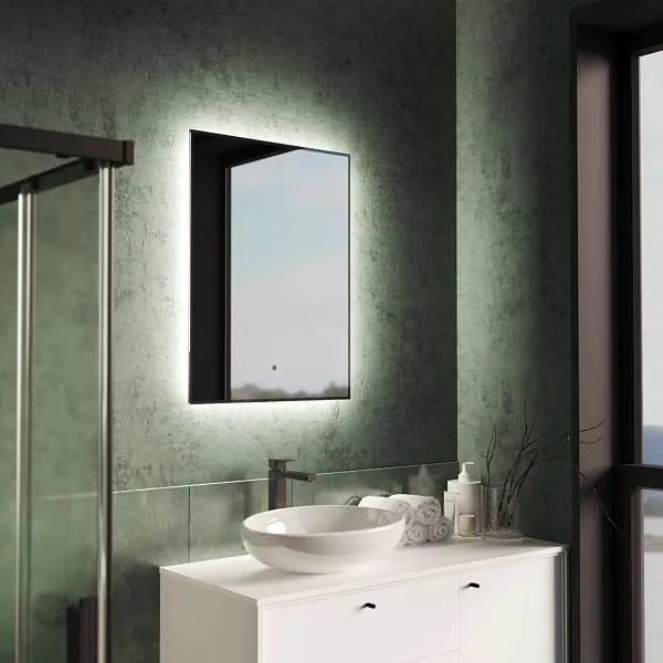 Зеркало Shape Strict (700х900х30) прямоугольник черный К01 LED датчик