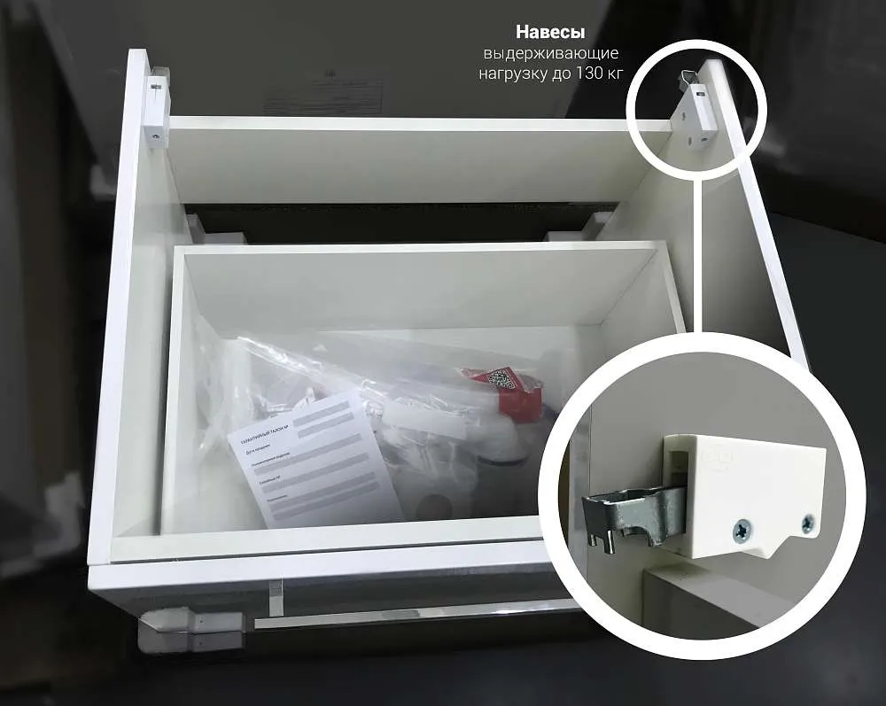 Тумба под раковину Соната 58П 2в.я. белый глянец