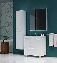 Тумба под раковину Соната 90Н 1д.2в.я. белый глянец