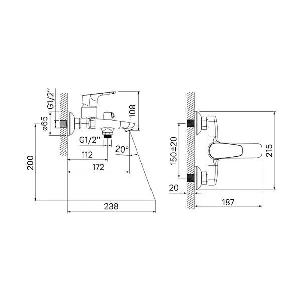 Смеситель для ванны IDDIS Zodiac ZODSB02i02WA (без душ. аксессуаров)