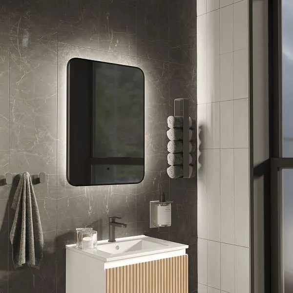 Зеркало Shape Soft (700х900х30) прямоугольник черный К01 LED датчик