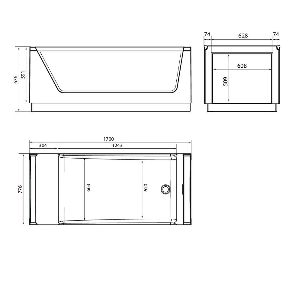 Ванна NEO 1700х750 GLASSх2 серый