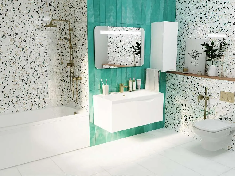 Тумба под раковину Этюд 100П 1в.я. белый глянец