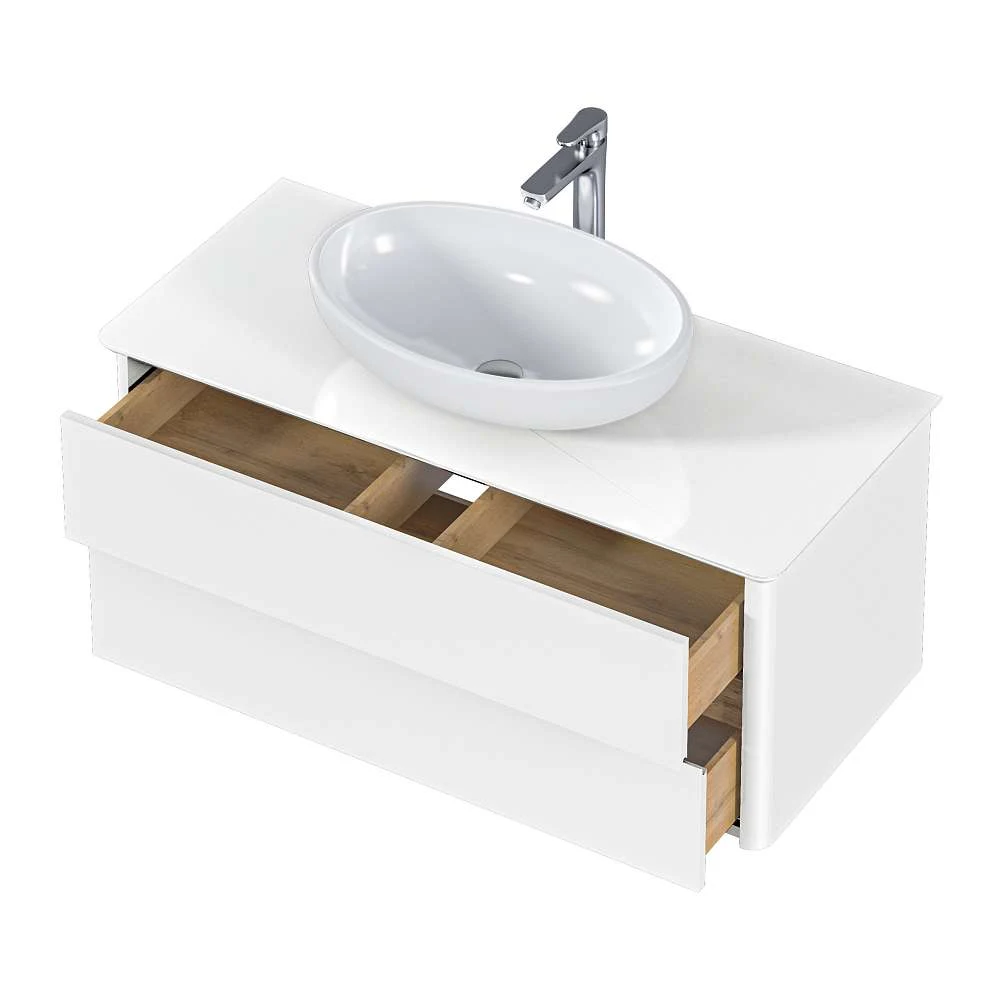 Тумба со столешницей МОНРО/Monro 100П (1000х420х450) 2я белый стекло