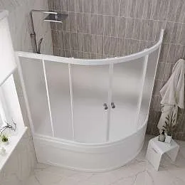 Шторка для ванны 150х140 МW (белый)