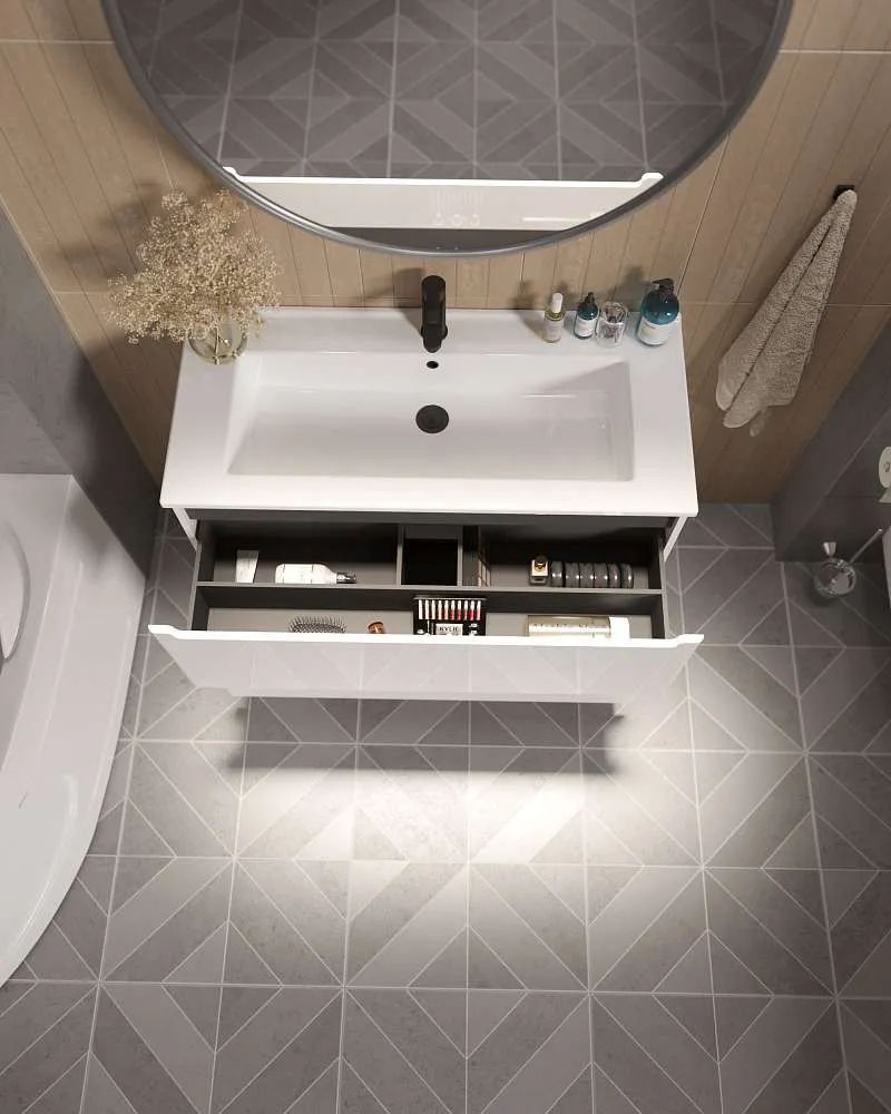 Тумба под раковину КОДА/Coda 65Н (650х887х471) 2я перламутр белый