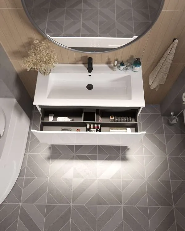 Тумба под раковину Coda 65Н (650х887х471) 2я перламутр белый