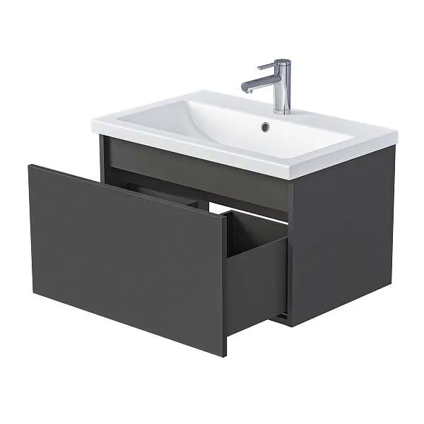 Тумба Aris mini 60П (600х440х450) 1я антрацит/монолит дарк раковина