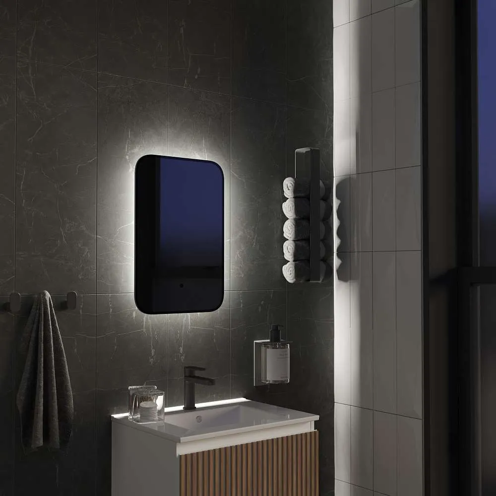 Зеркало ФОРМА СОФТ (400х600х30) прямоугольник черный К01 LED датчик