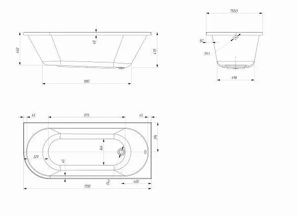 Ванна АЛИСА/ALISA 1700х750 R МГ
