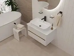 Тумба со столешницей Monro 80П (800х420х450) 2я белый стекло