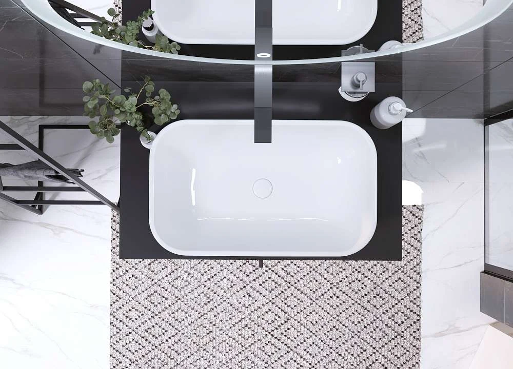 Тумба со столешницей СТЕЛЛА/Desire 800х487х500П 2я монолит найт/эмаль белая