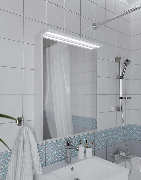 Зеркало-шкаф Соната 60 1д с подсветкой, Белый глянец