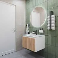 Тумба под раковину Row 60П (600х400х453) 1я белый/дуб