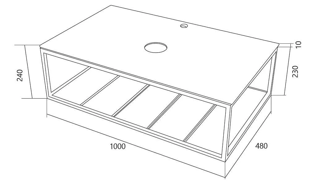Тумба открытая ШЕРЛ/Sync 100 черный/белый, лофт