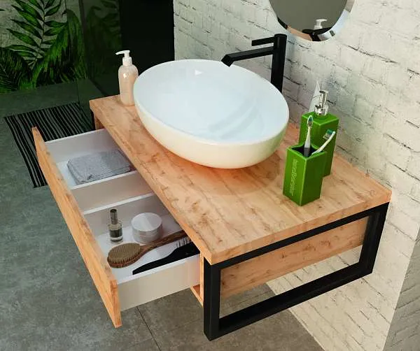 Тумба со столешницей GRUNGE LOFT 80П 1в.я Дуб Вотан